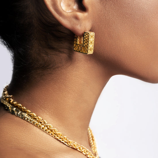 Sana Crown Square Earrings